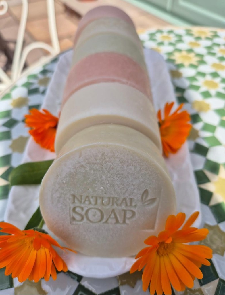 Layered calendula soap